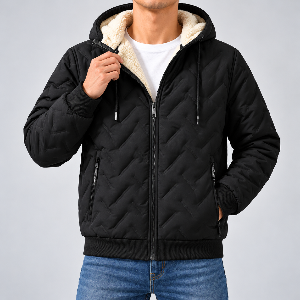 Men's Hooded Full-Zip Fleece-Lined Jacket | Regular & Thick Fleece
