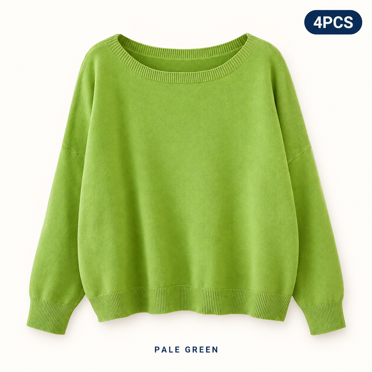 Pale Green same-color 4PCS women’s scoop-neck sweater pack