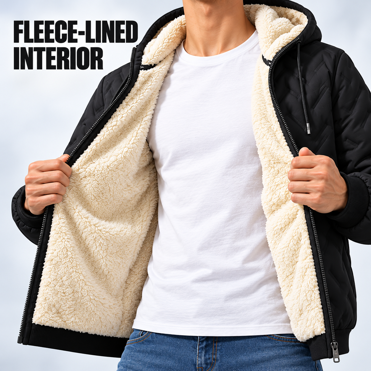 Men's Hooded Full-Zip Fleece-Lined Jacket | Regular & Thick Fleece