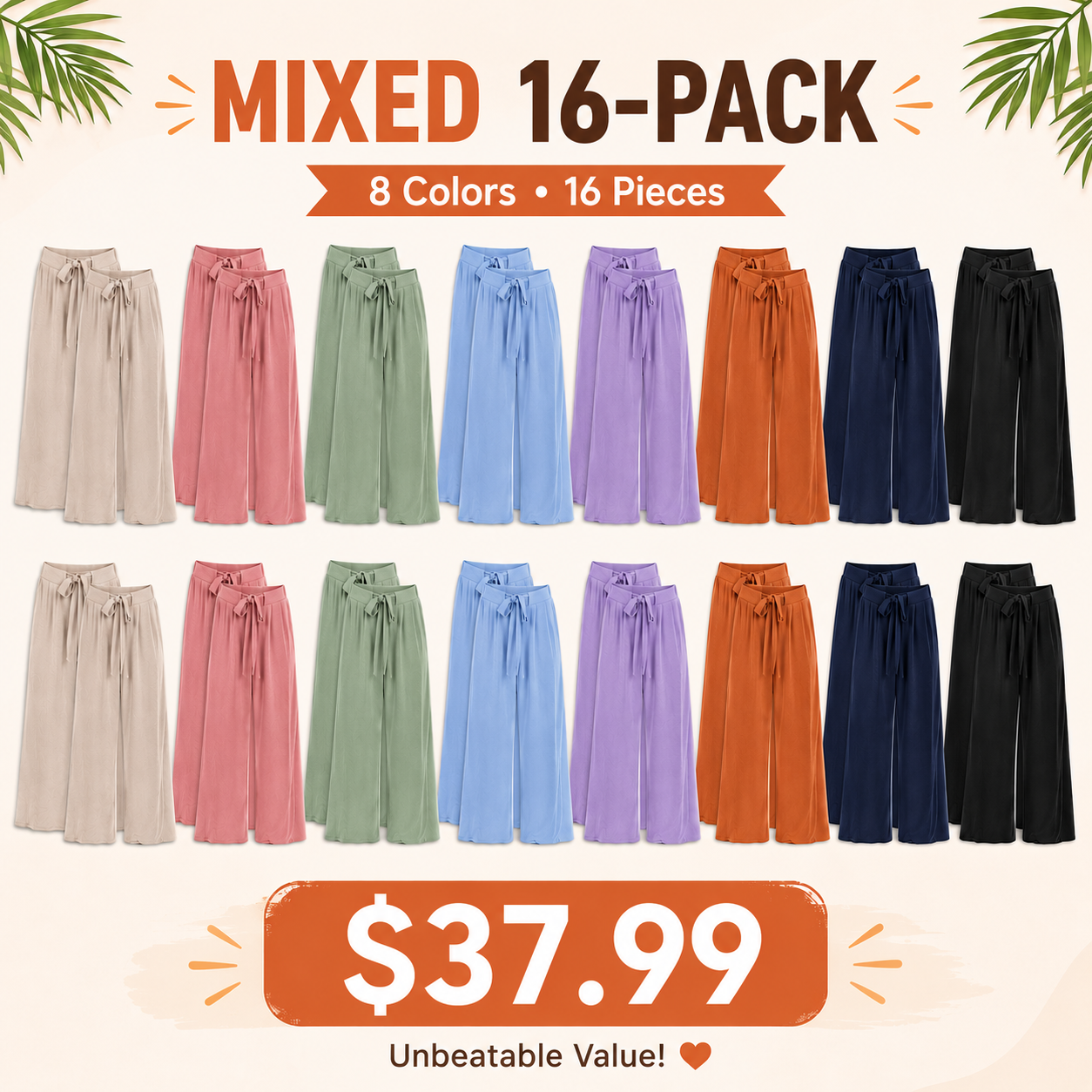 Mixed 16-Pack wide-leg pants bundle