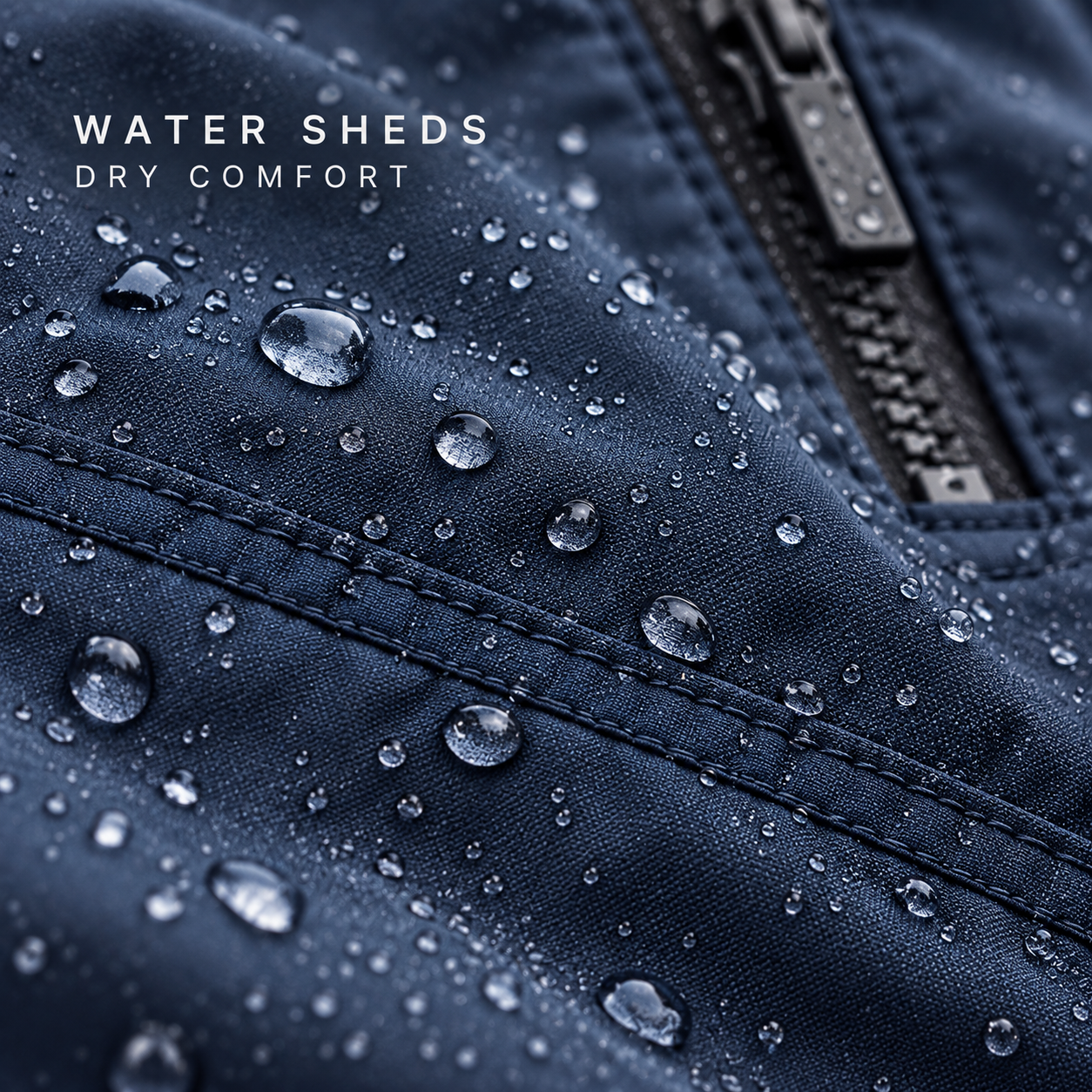 Water beading on waterproof-positioned shell fabric