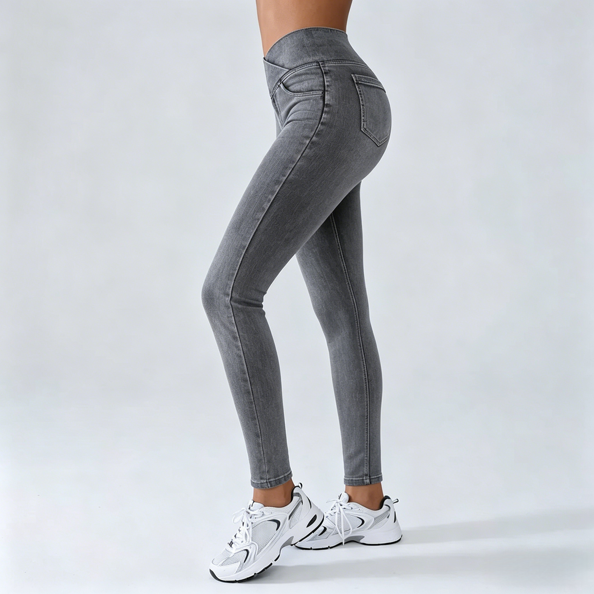 ⚡FINAL SALE⚡Women's High-Waisted Stretch Jeans with Crossover Design — Slim-Fit Flared Denim Leggings