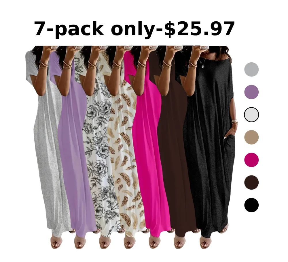  Women's solid color casual dress
