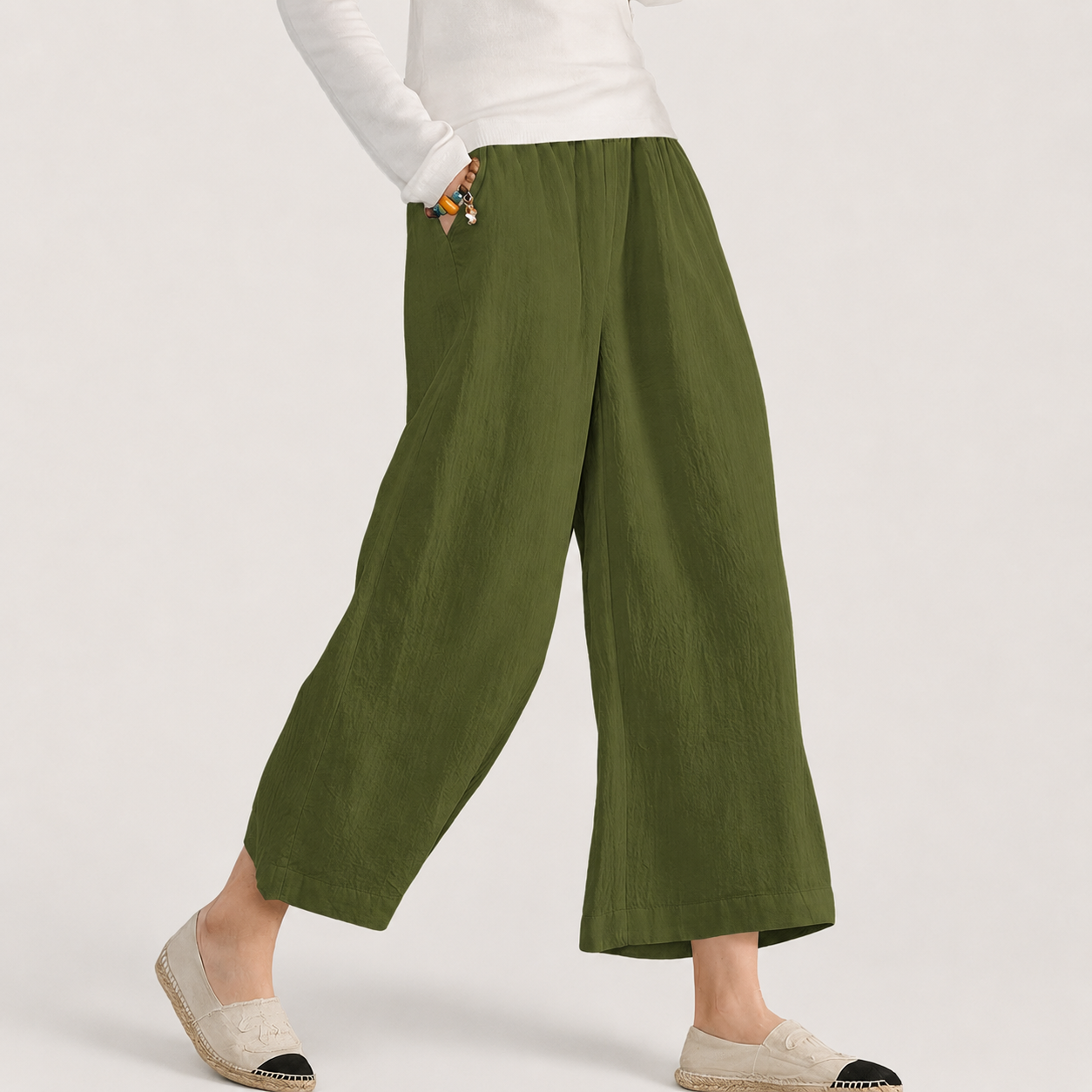 Dusty Rose wide leg pants model image