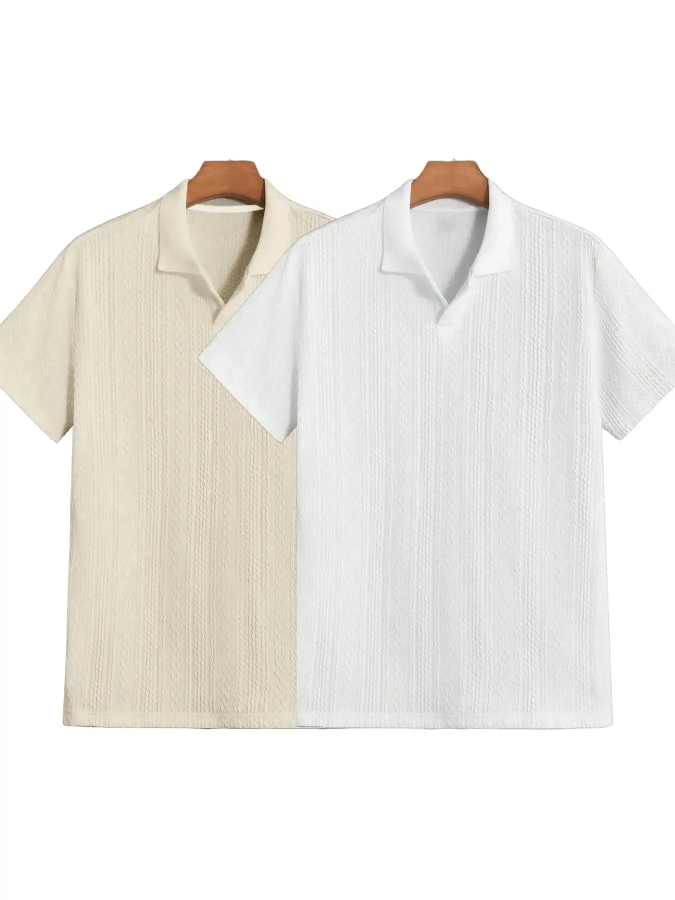 Men's Solid Jacquard Polo Shirt - Casual Summer Wear