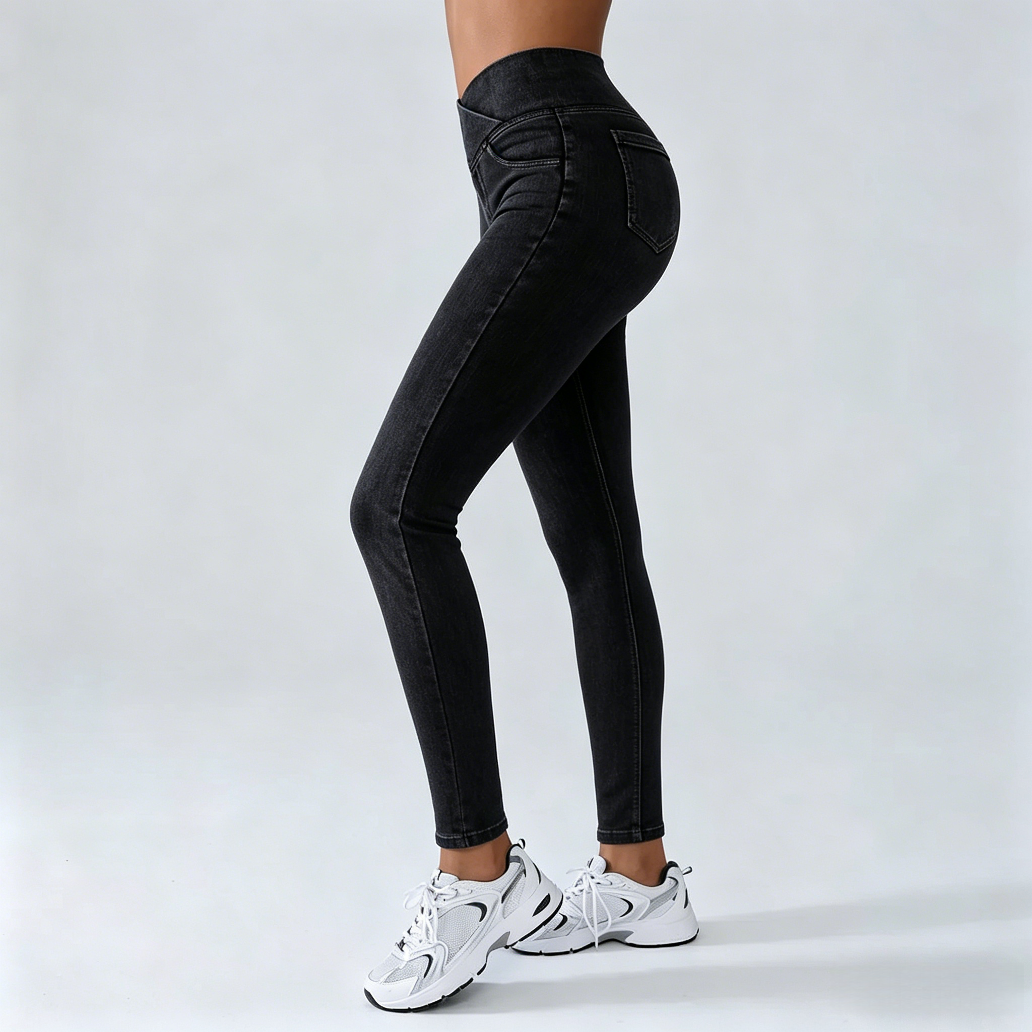 ⚡FINAL SALE⚡Women's High-Waisted Stretch Jeans with Crossover Design — Slim-Fit Flared Denim Leggings