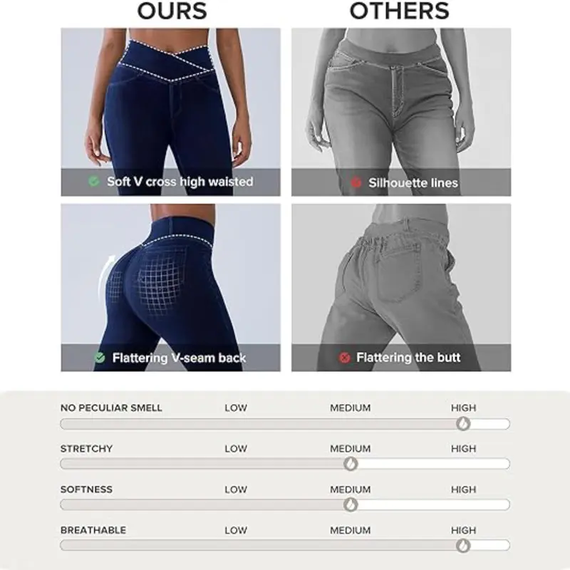⚡FINAL SALE⚡Women's High-Waisted Stretch Jeans with Crossover Design — Slim-Fit Flared Denim Leggings