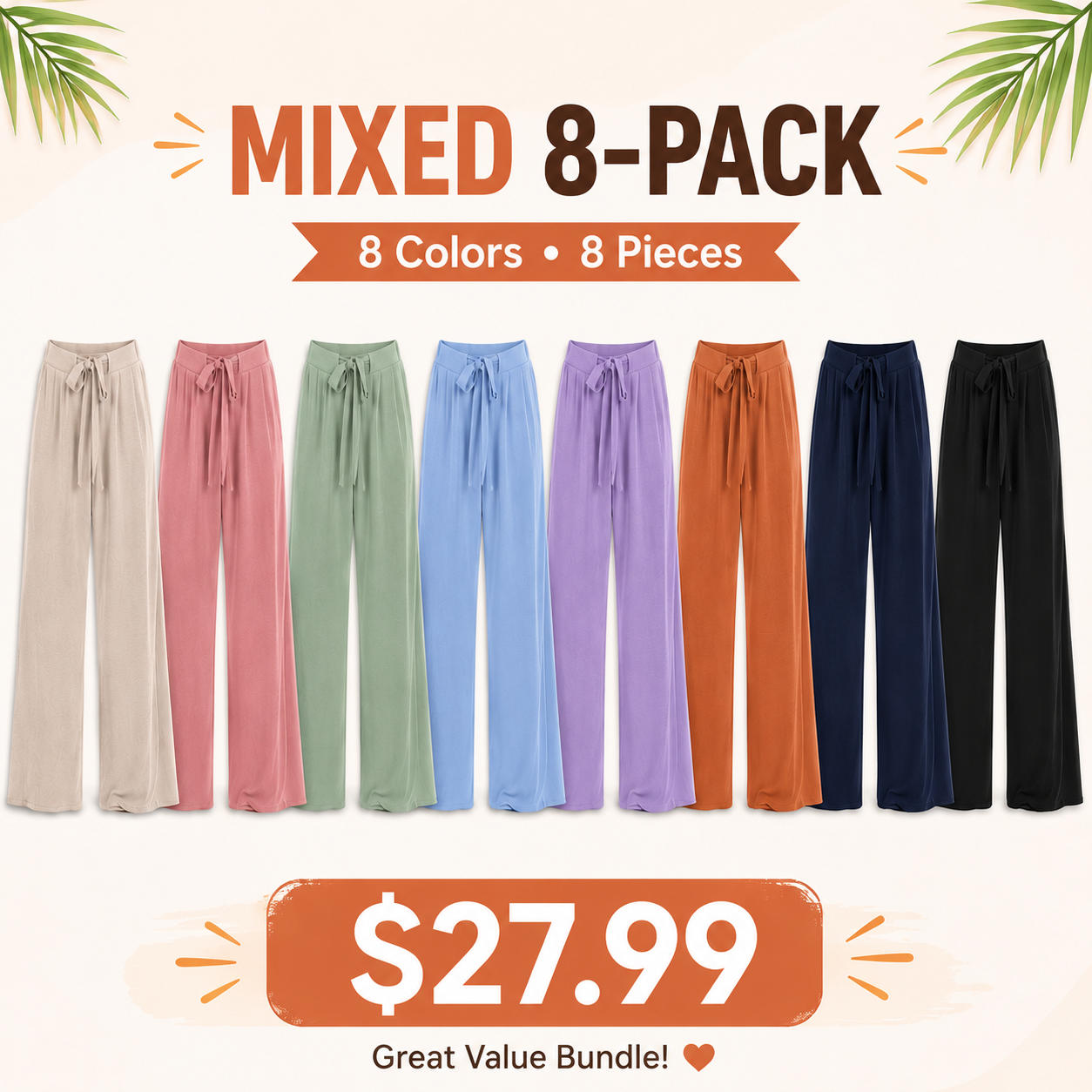 Mixed 8-Pack wide-leg pants bundle