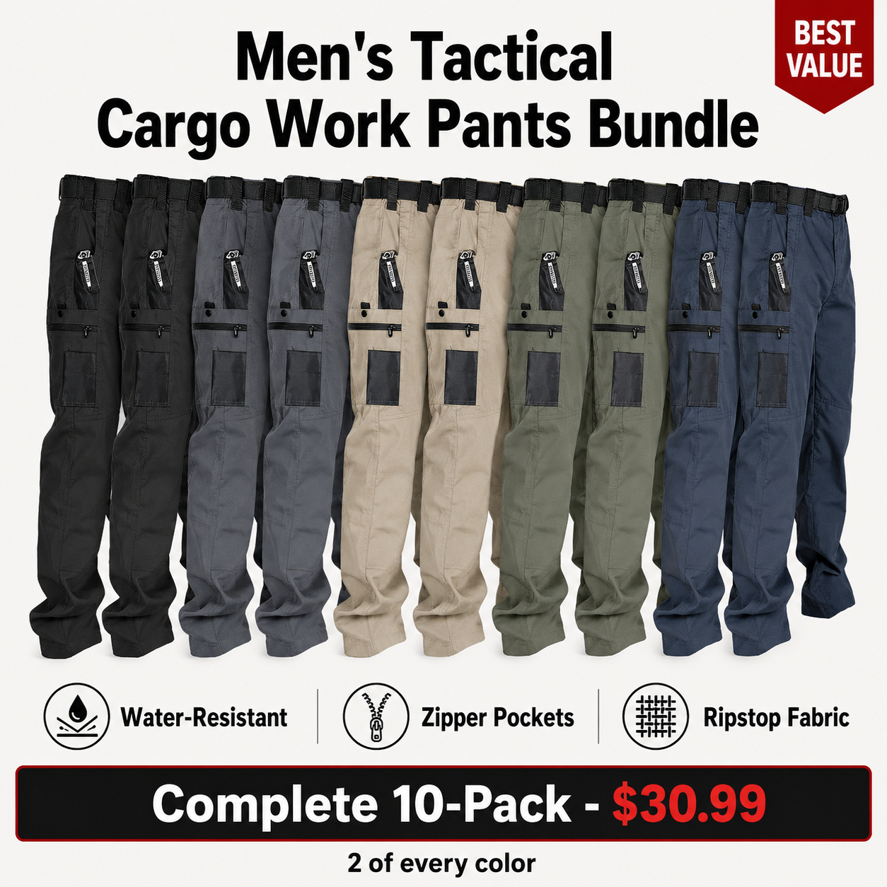Men's Tactical Cargo Work Pants Bundle