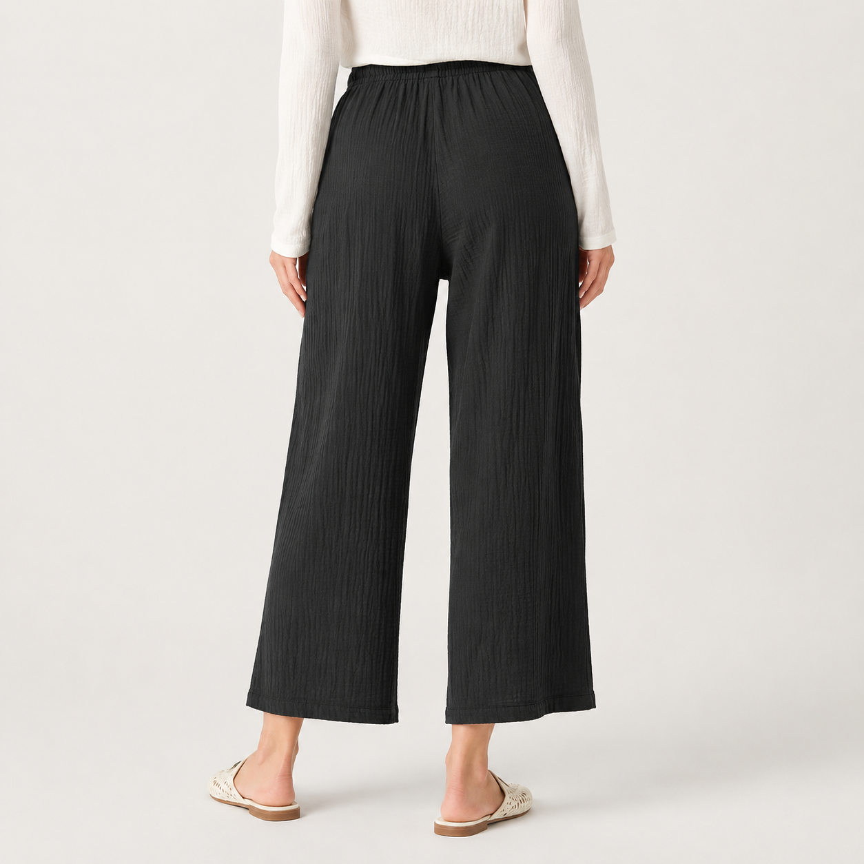 Navy Blue wide leg pants model image