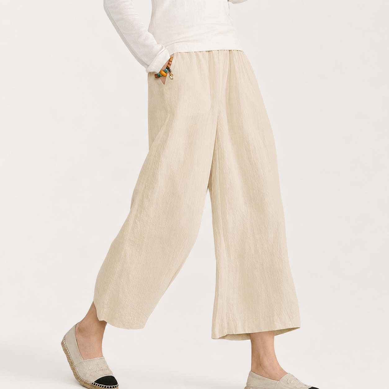 Black wide leg pants front view