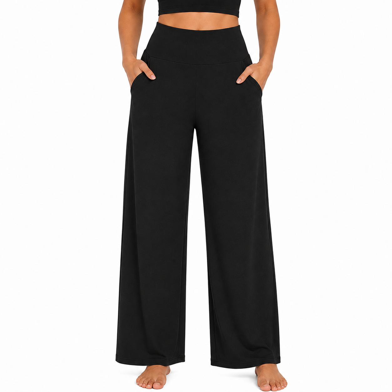 Limited Deal 8-Pack Women's High-Waisted Wide Leg Stretch Pants with Deep Pockets