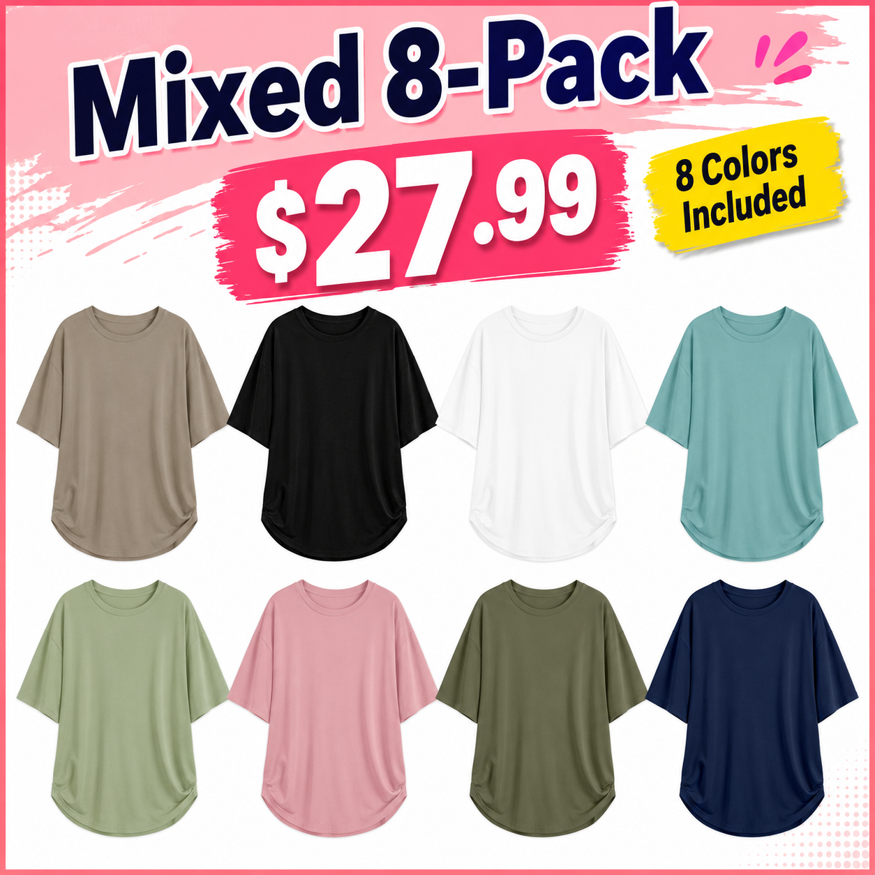 Women’s oversized tee mixed 8-pack