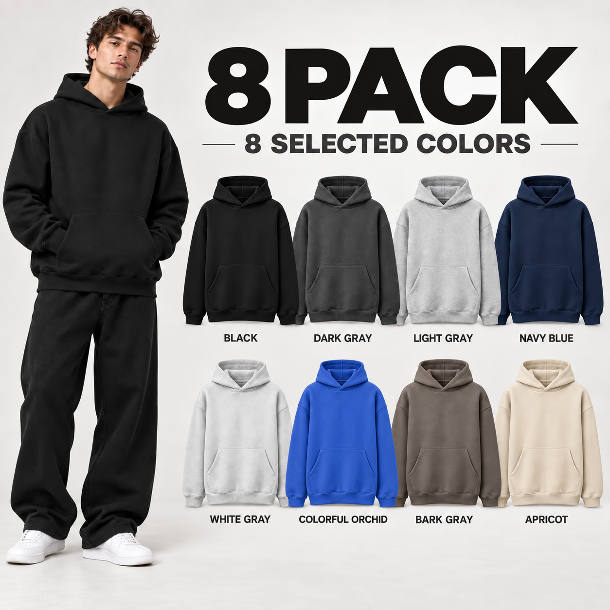 Men's Cotton-Blend Pullover Hoodie Multi-Pack