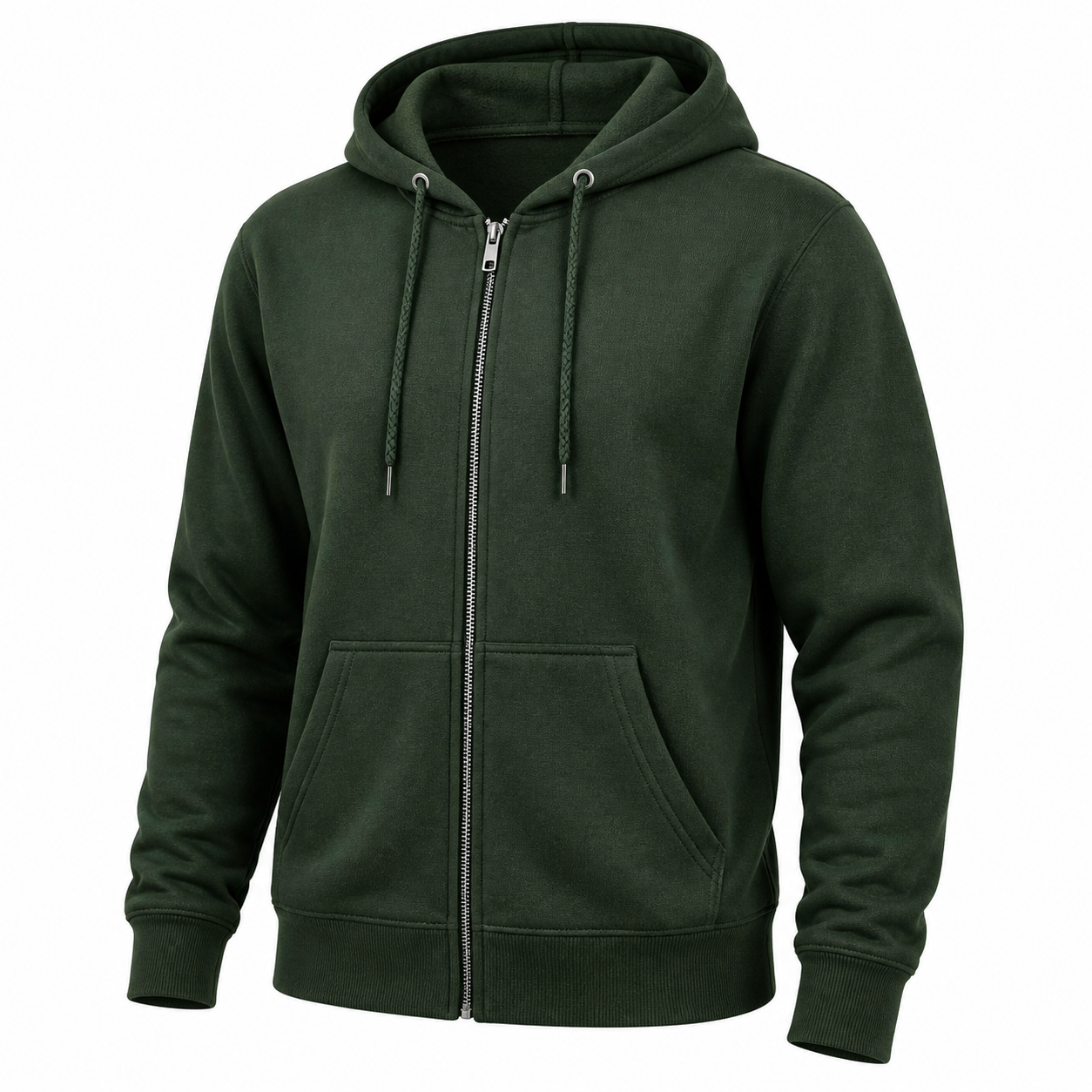 Men's full-zip fleece hoodie - 4Pack - Deep Forest