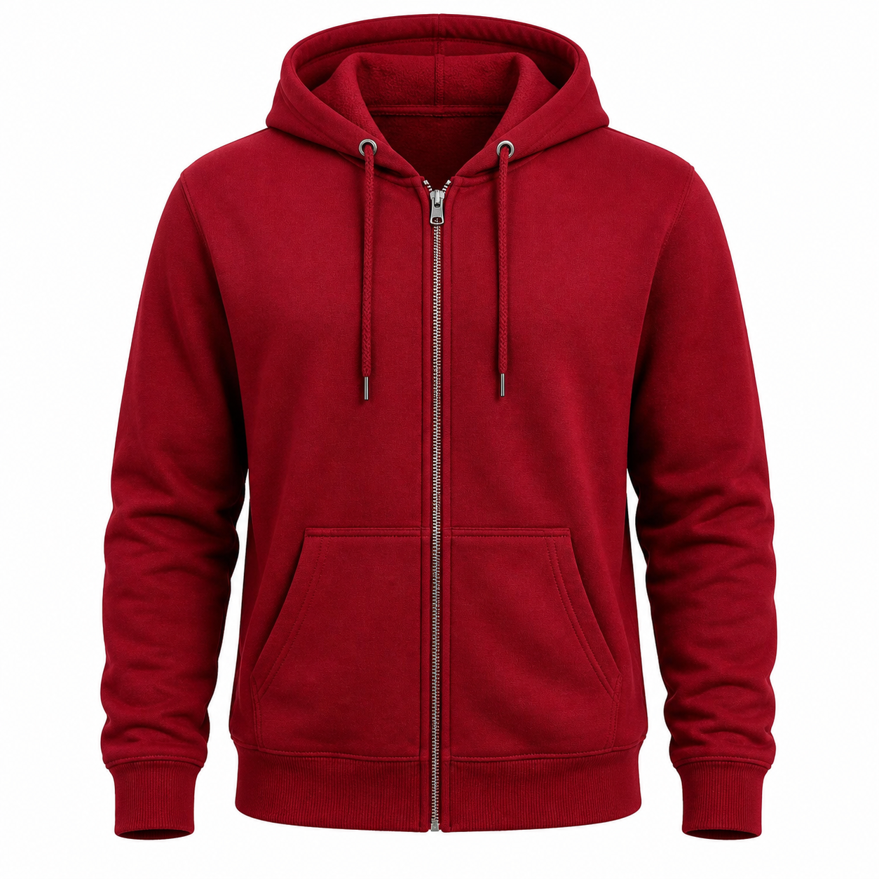 Men's full-zip fleece hoodie - 4Pack - Deep Red