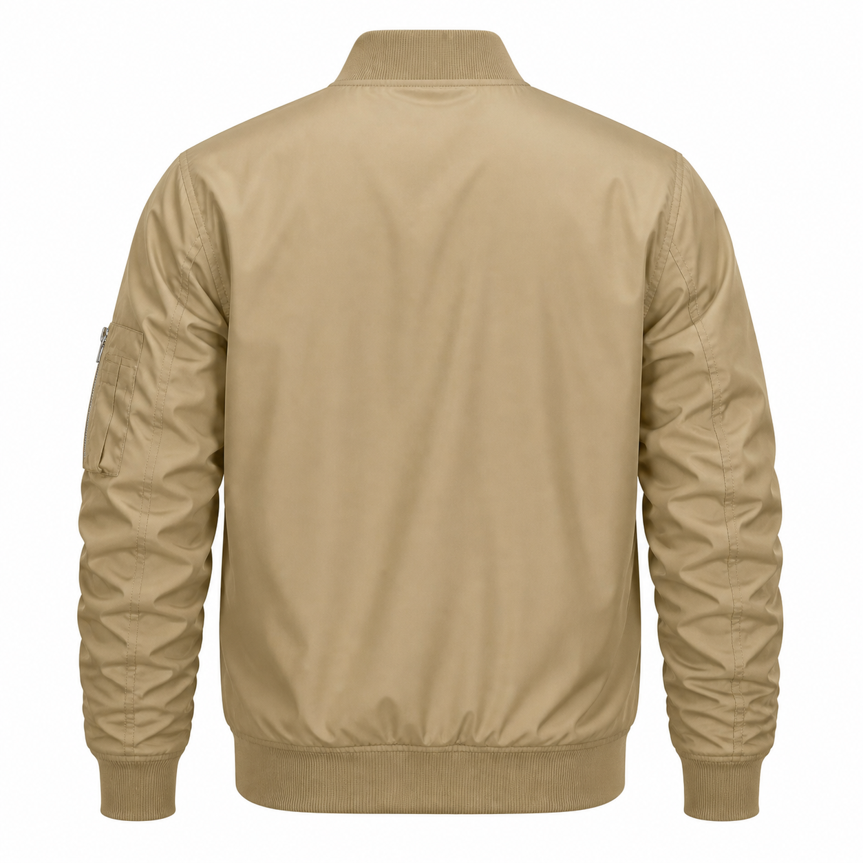 Khaki lightweight bomber windbreaker jacket back view