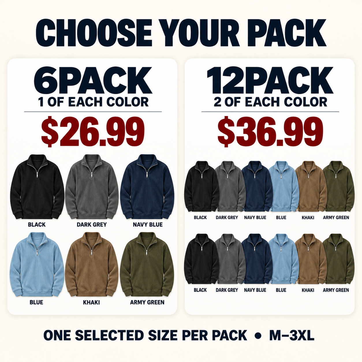 Product-only comparison of the 6PACK for $26.99 and 12PACK for $36.99