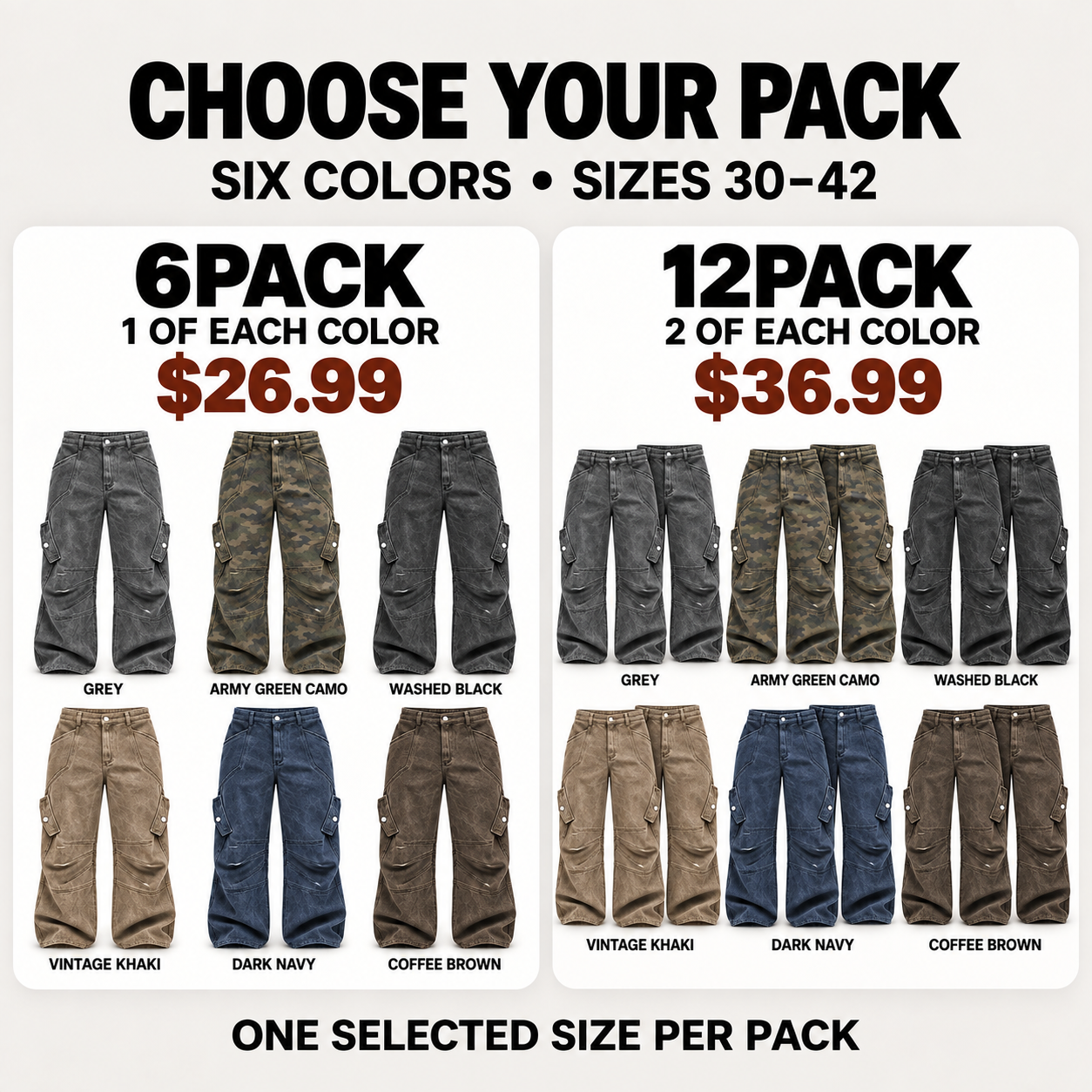 Product-only comparison of the six-color 6PACK for $26.99 and 12PACK for $36.99