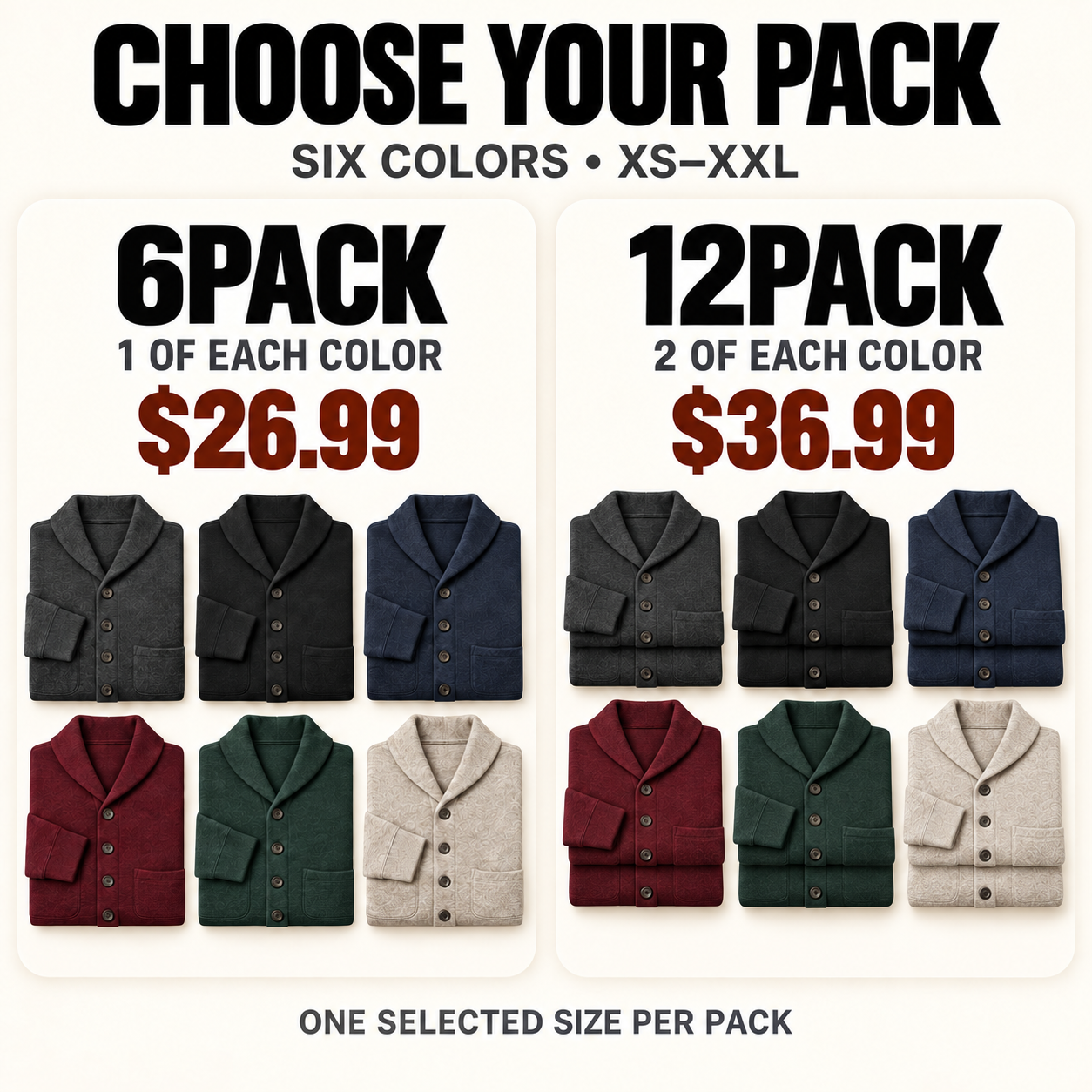 Product-only comparison of the 6PACK for $26.99 and 12PACK for $36.99