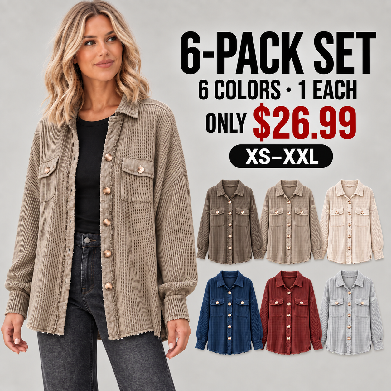 Overview of the six available 6PACK color options for $26.99
