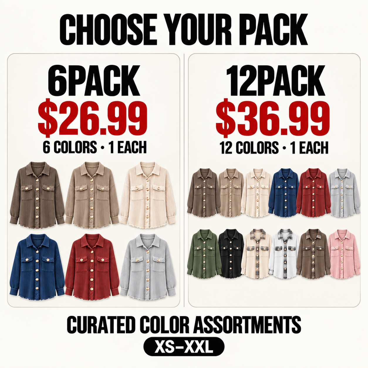 Comparison of the 6PACK for $26.99 and 12PACK for $36.99