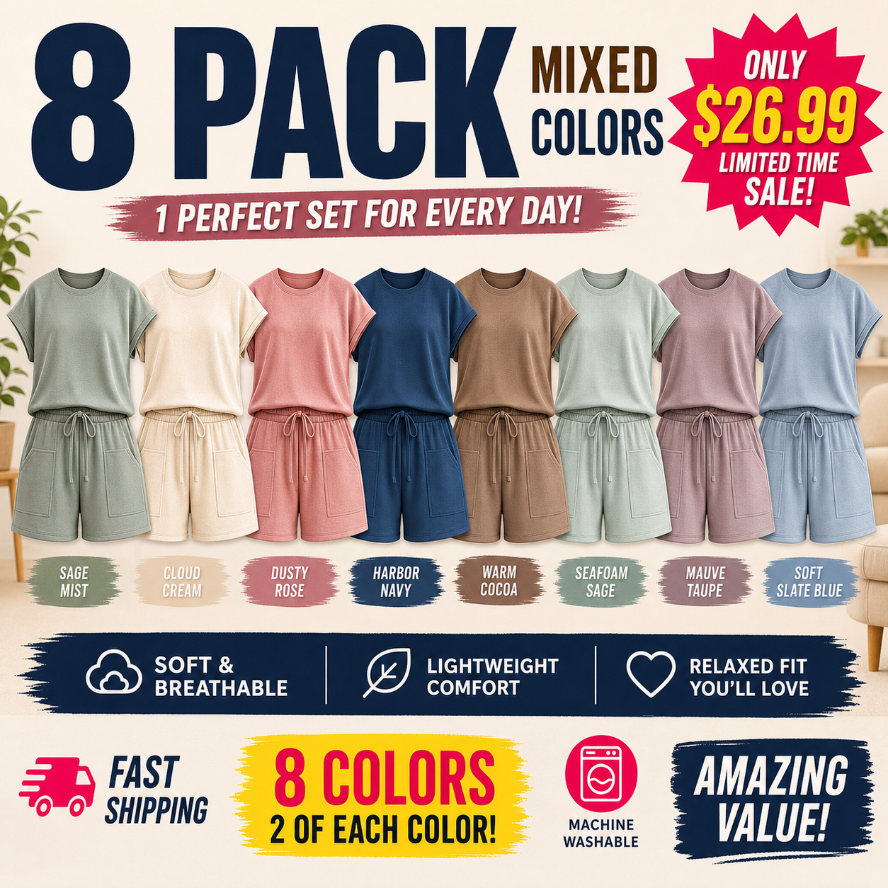 Mixed 8-Pack women's lounge set bundle