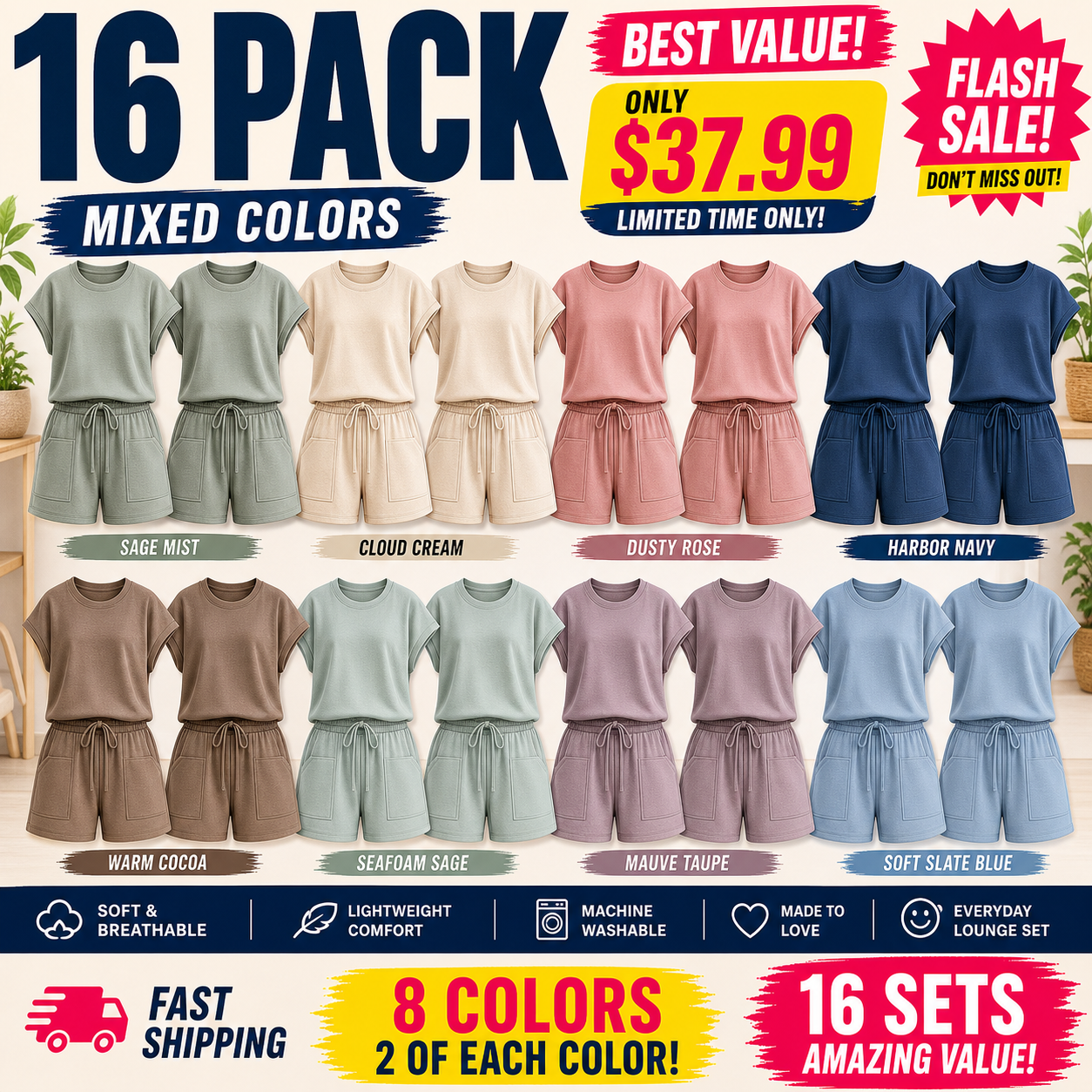 Mixed 16-Pack women's lounge set bundle