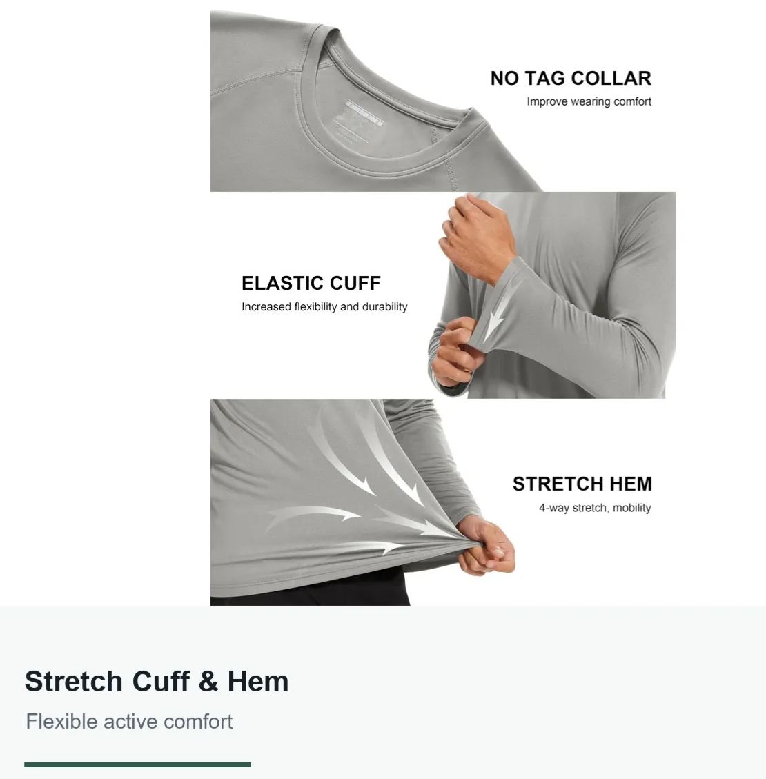 Stretch cuff and hem detail