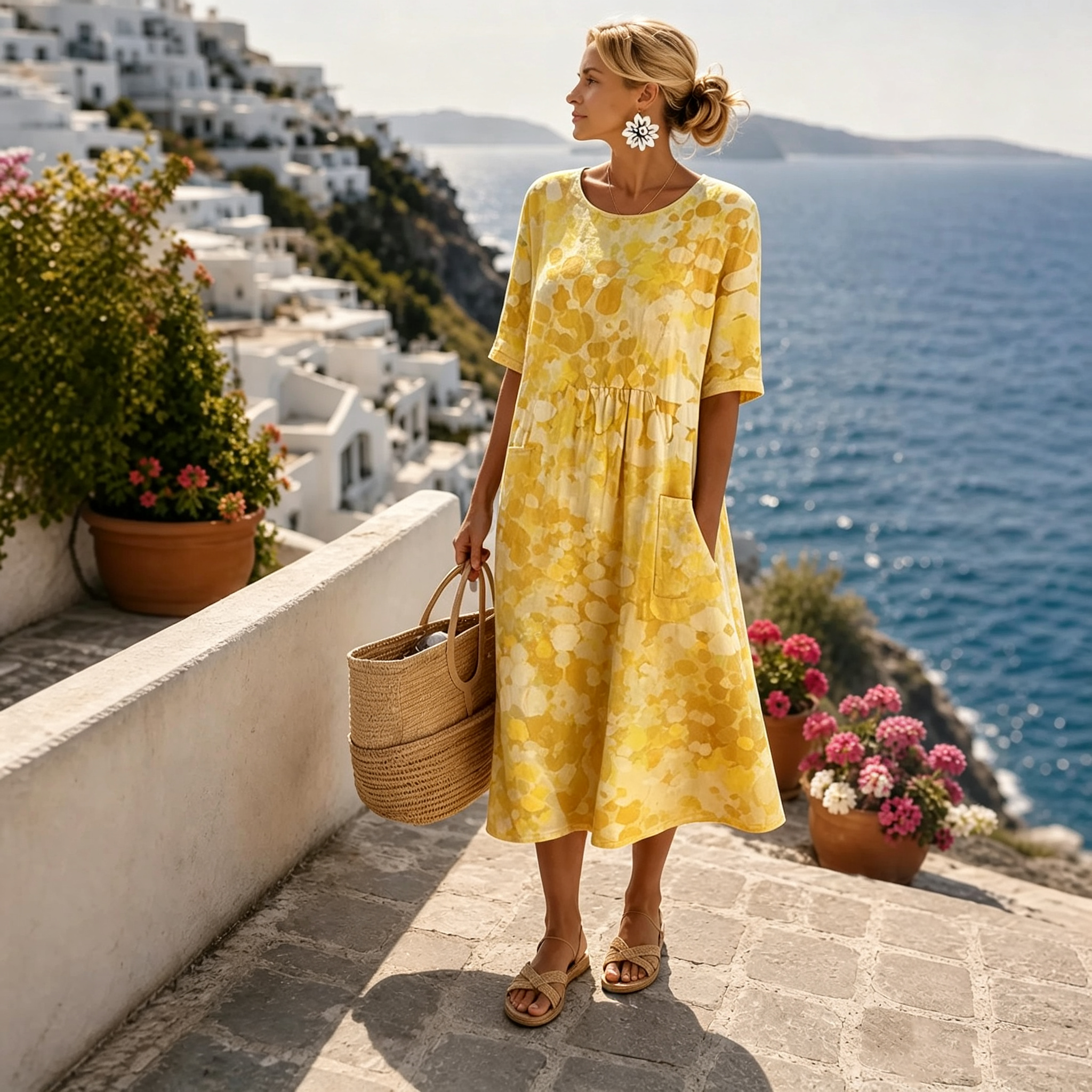 Lioravelle - Lightweight Floral Midi Dress