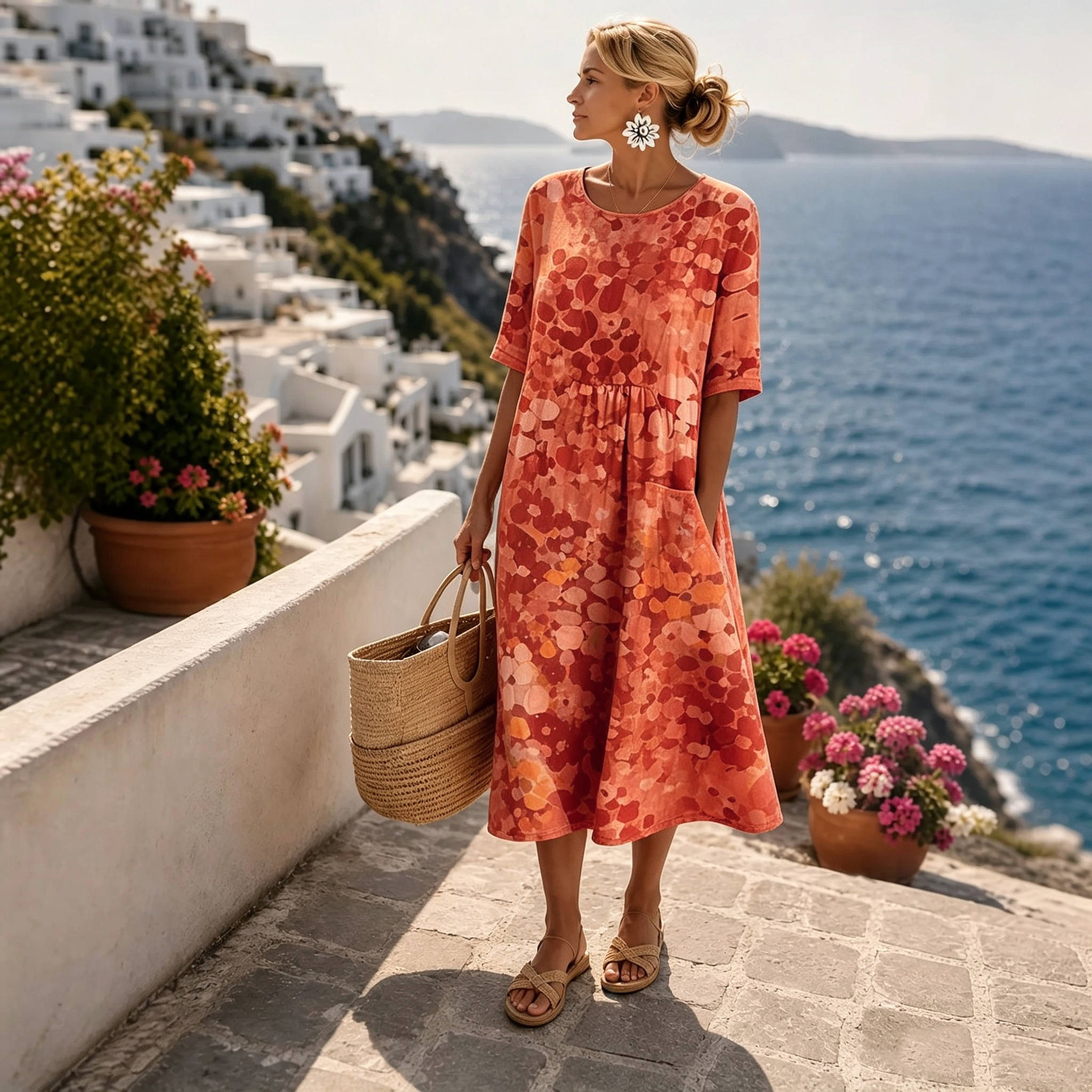 Lioravelle - Lightweight Floral Midi Dress