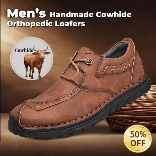 ⏰ 50% off - Men's Orthopedic Casual Shoes, Handmade Genuine Leather Men's Casual Wide-Foot Loafers, Soft-Soled Outdoor Non-Slip Shoes