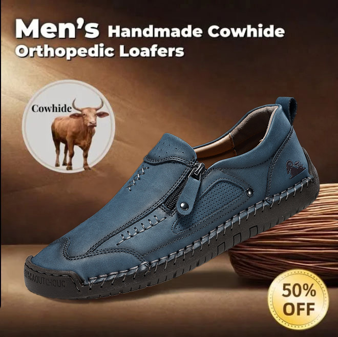 ⏰ 50% OFF - Men's Genuine Leather Non-Slip Orthopedic Shoes, Handmade Stitched Men's Outdoor Casual Shoes