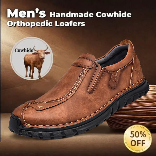 ⏰ 50% off - Men's Orthopedic Casual Shoes, Handmade Genuine Leather Men's Casual Wide-Foot Loafers, Soft-Soled Outdoor Non-Slip Shoes