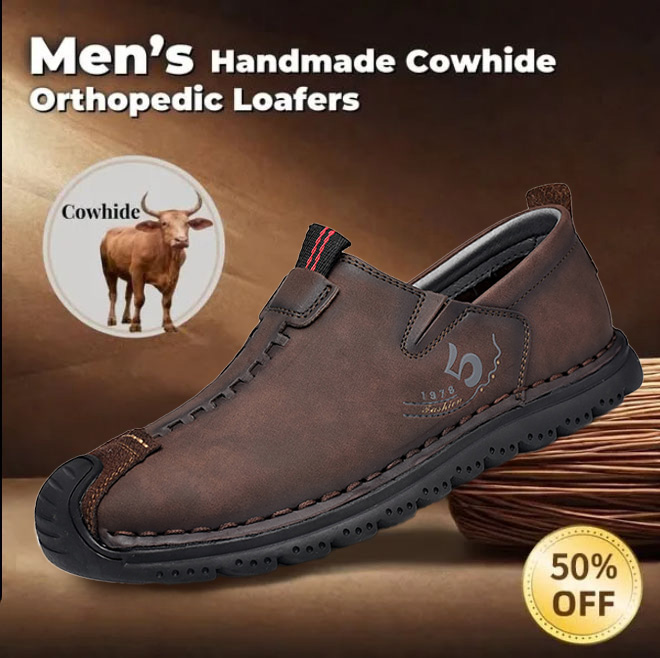 ⏰ 50% OFF - Men's Genuine Leather Non-Slip Orthopedic Shoes, Non-Slip, Wear-Resistant, Soft-Soled Casual Shoes
