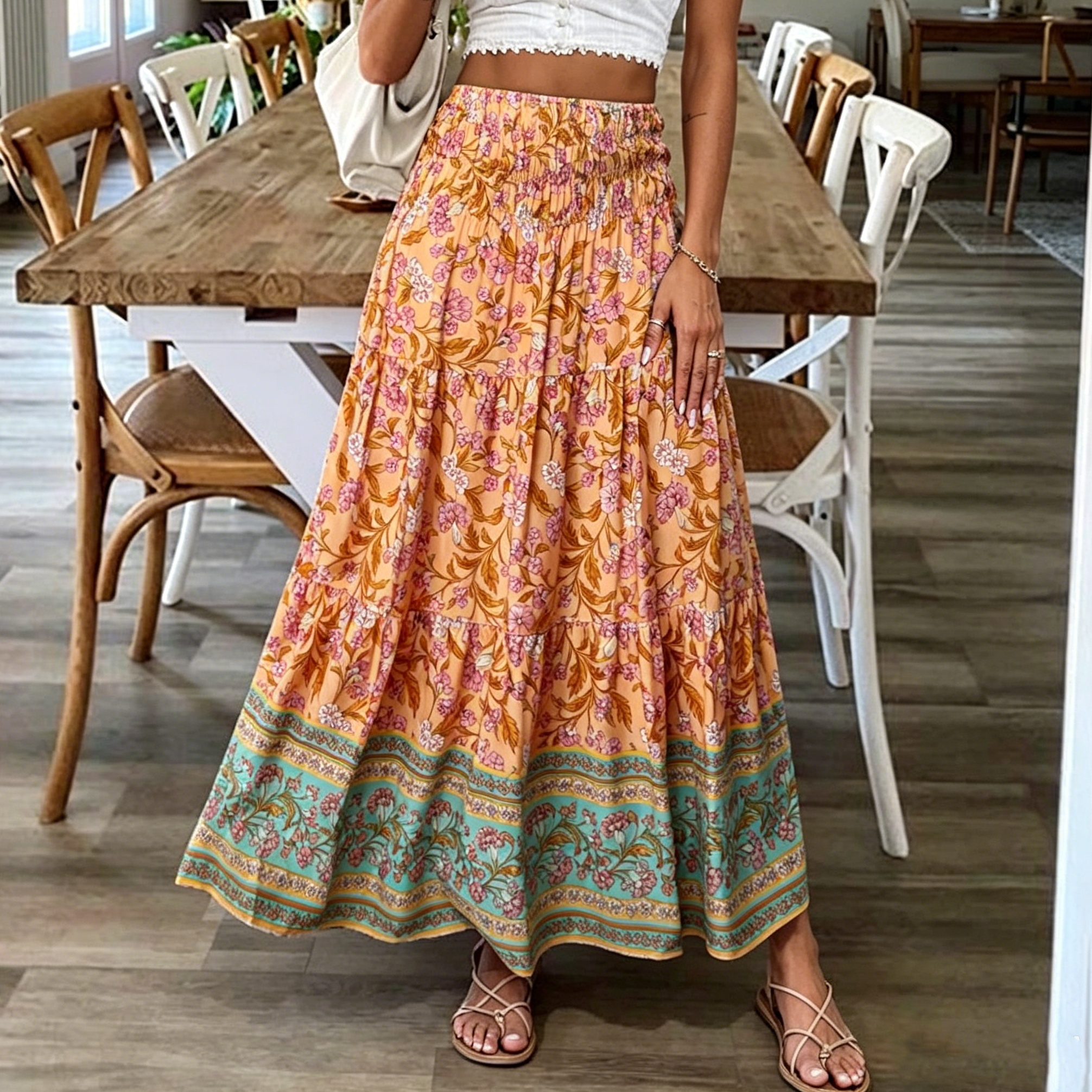 Women's Bohemian Casual Long Beach Skirt