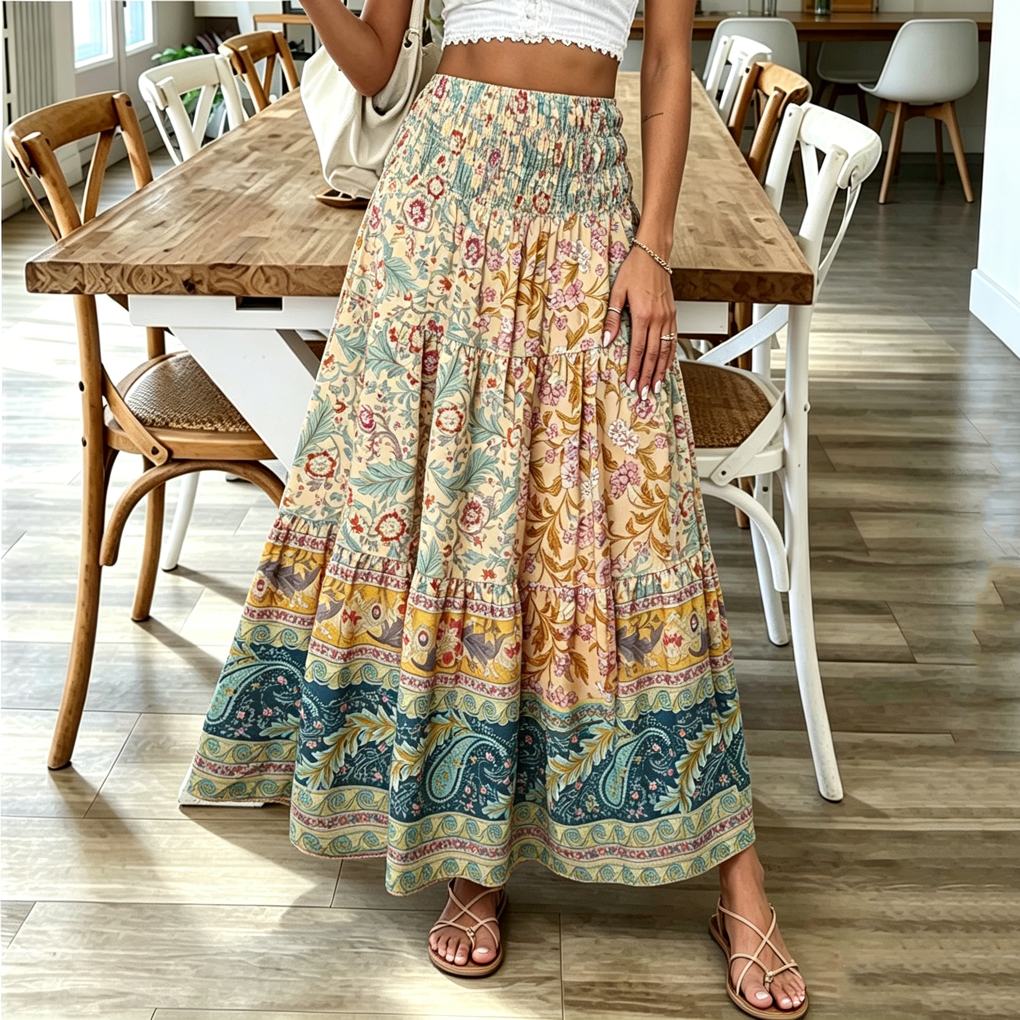 Women's Bohemian Casual Long Beach Skirt