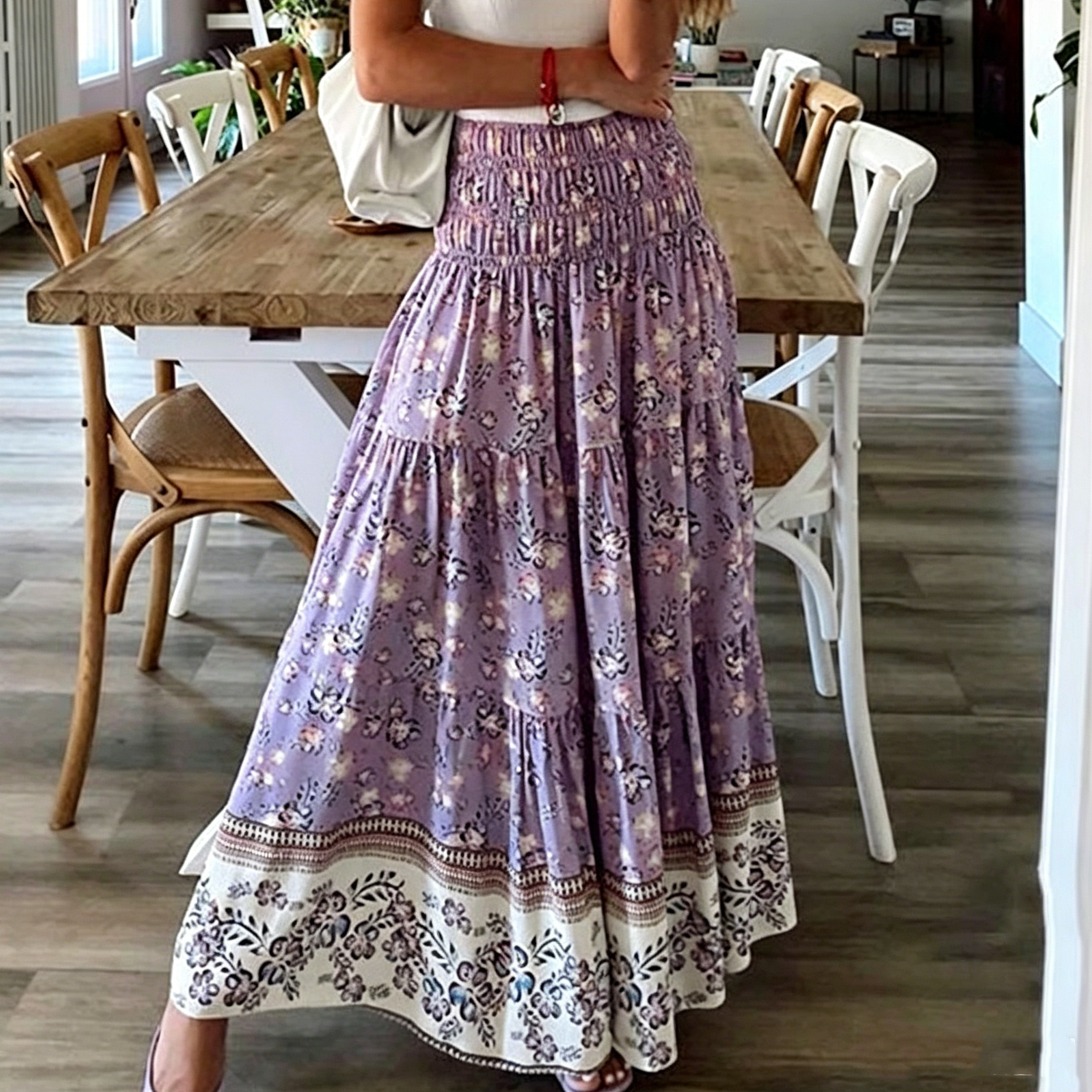 Blue Zone Planet |  Ladies Boho Print Skirt