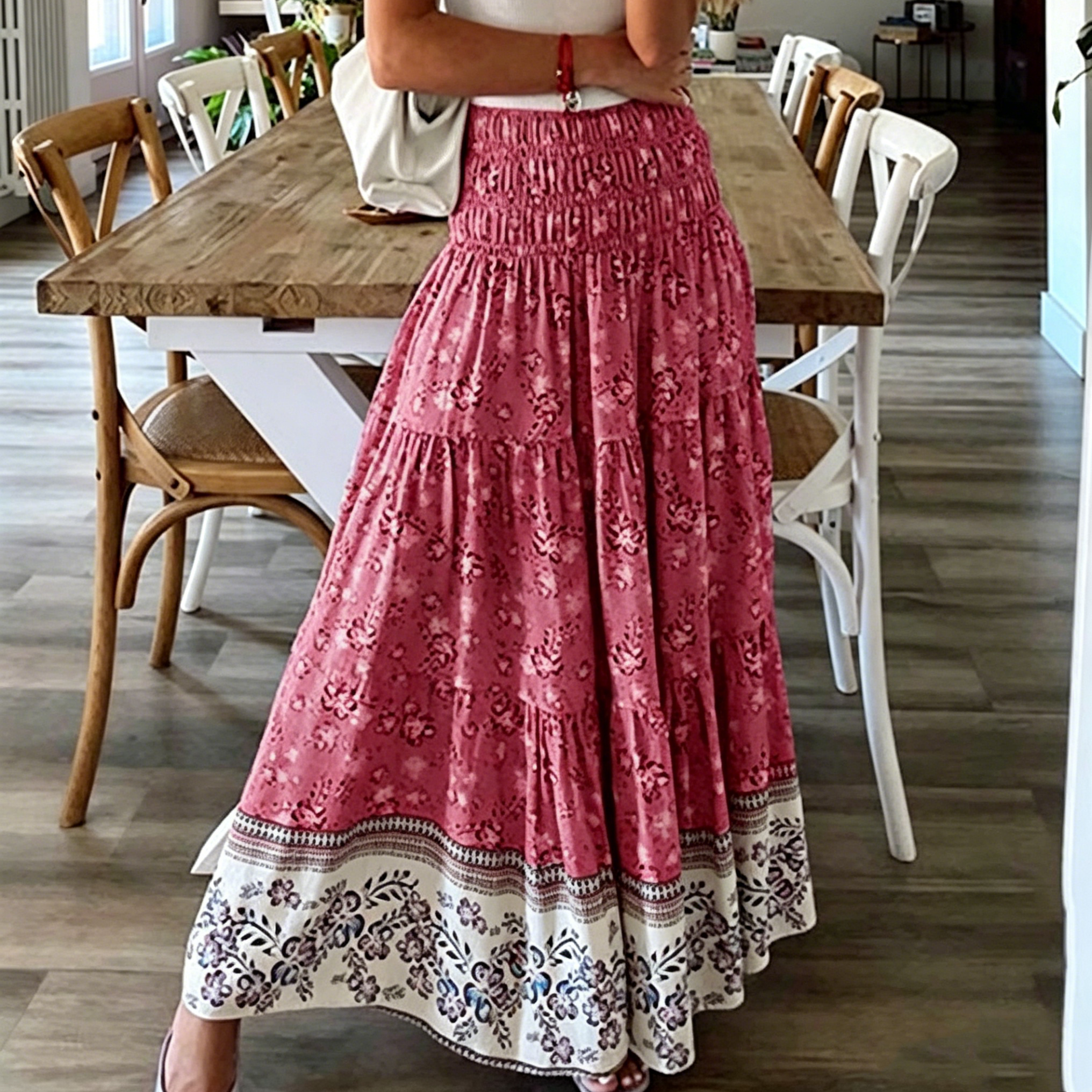 Blue Zone Planet |  Ladies Boho Print Skirt