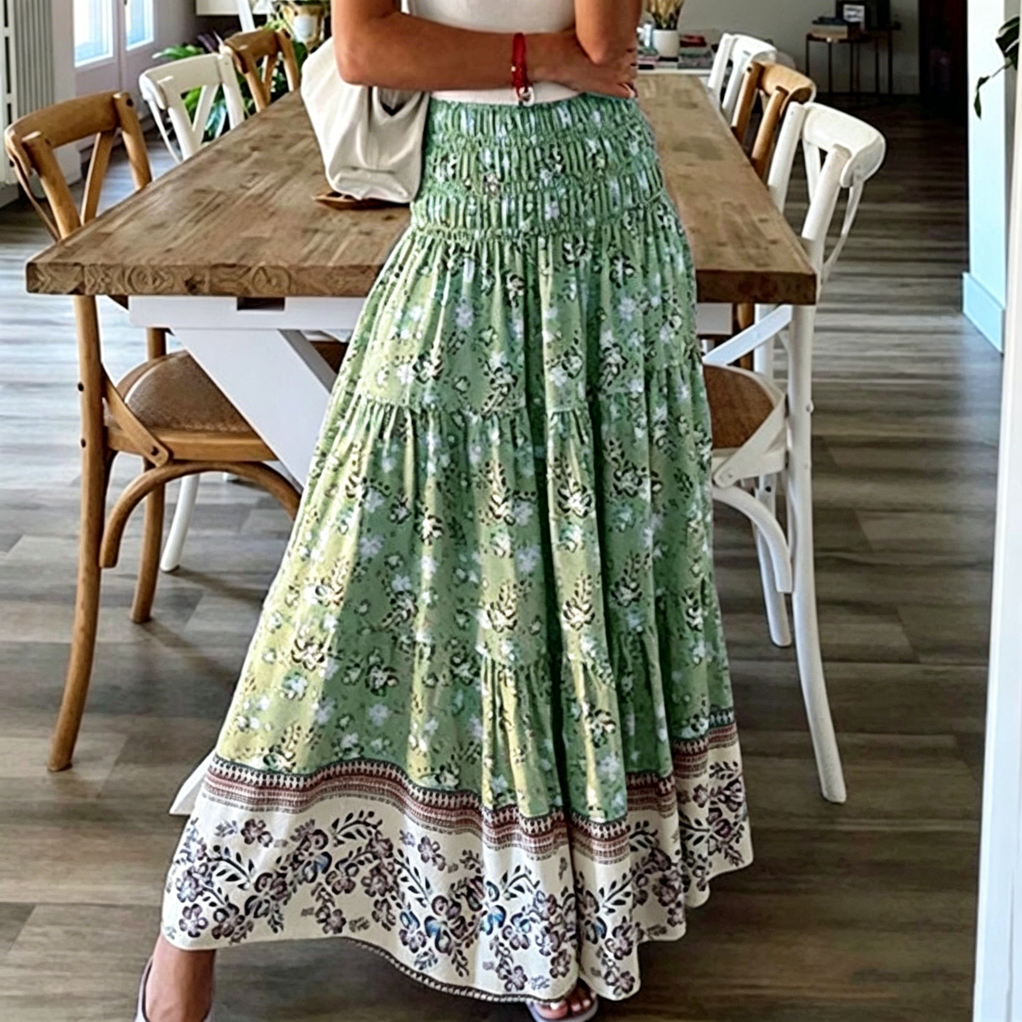 Blue Zone Planet |  Ladies Boho Print Skirt