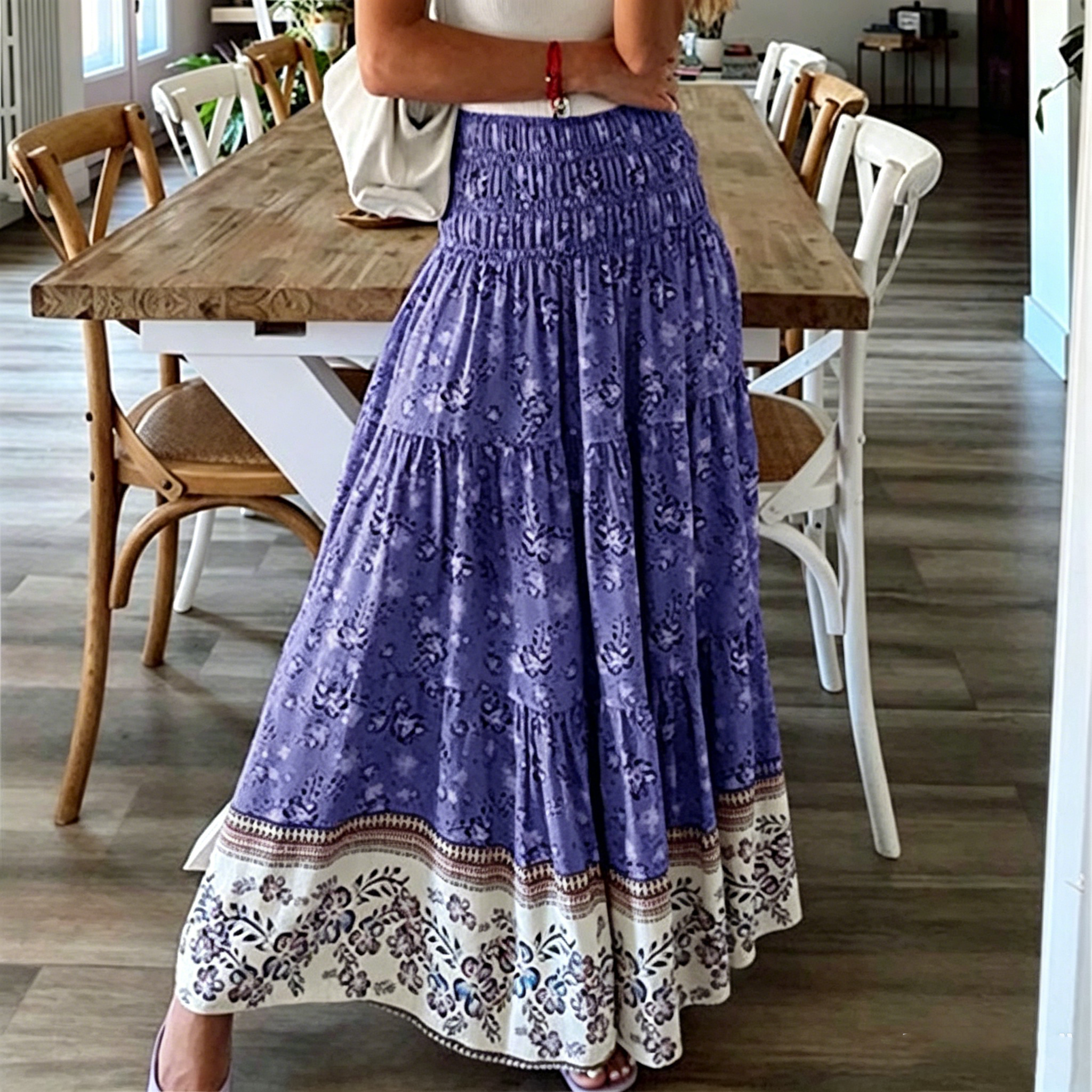 Blue Zone Planet |  Ladies Boho Print Skirt