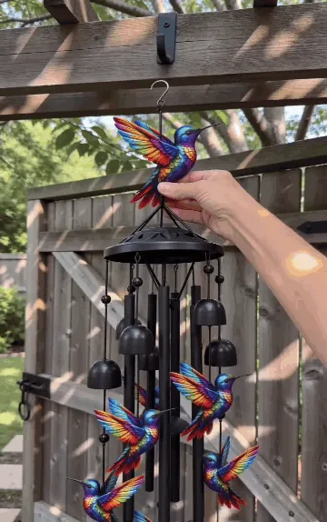 🔥Last Day 60% OFF🔥-🐦Vintage Colorful Hummingbird Wind Chime with Metal Tubes and Bells