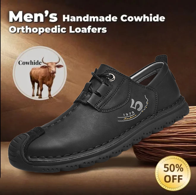 ⏰ 50% OFF - Men's Genuine Leather Non-Slip Orthopedic Shoes, Non-Slip, Wear-Resistant, Soft-Soled Casual Shoes