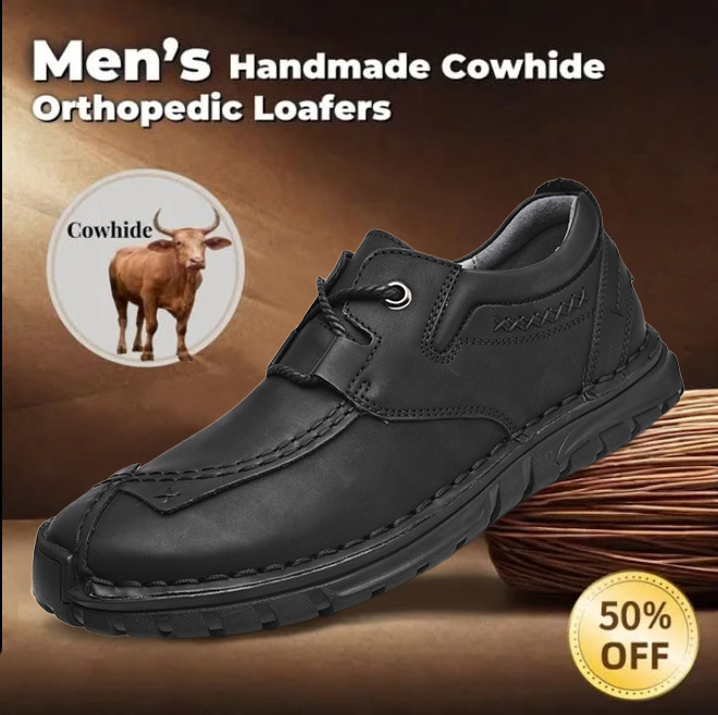 ⏰ 50% off - Men's Orthopedic Casual Shoes, Handmade Genuine Leather Men's Casual Wide-Foot Loafers, Soft-Soled Outdoor Non-Slip Shoes