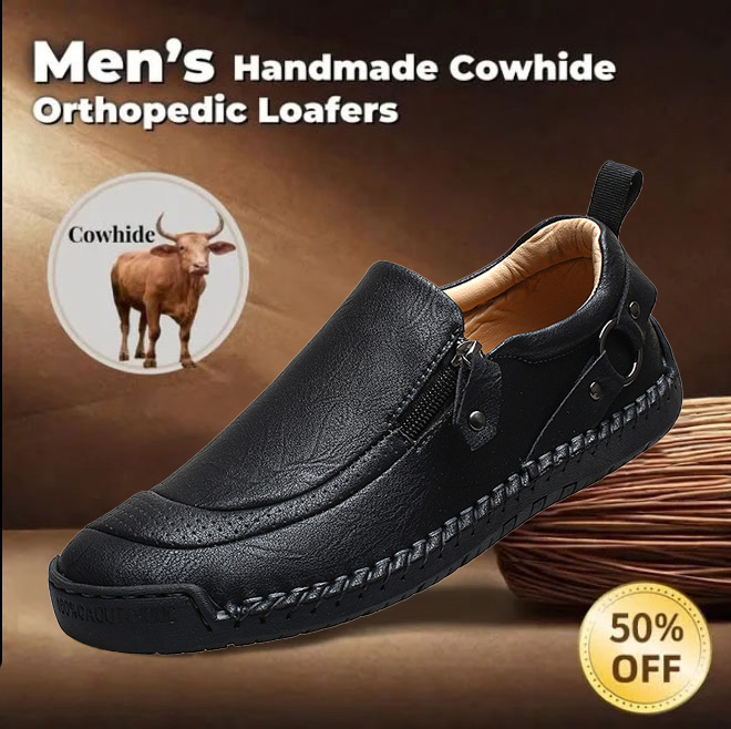 ⏰ 50% off - Men's Genuine Leather Non-Slip Round Toe Orthopedic Shoes
