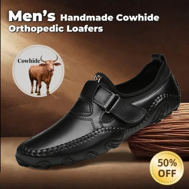 ⏰ 50% OFF - Men's Genuine Leather Non-Slip Orthopedic Shoes, Breathable Soft-Soled Driving Shoes