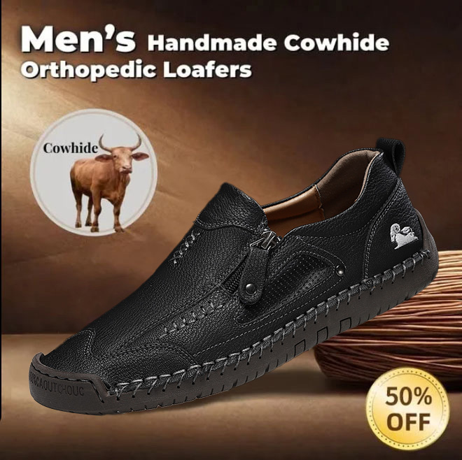 ⏰ 50% OFF - Men's Genuine Leather Non-Slip Orthopedic Shoes, Handmade Stitched Men's Outdoor Casual Shoes