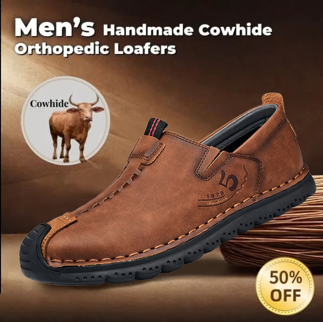 ⏰ 50% OFF - Men's Genuine Leather Non-Slip Orthopedic Shoes, Non-Slip, Wear-Resistant, Soft-Soled Casual Shoes
