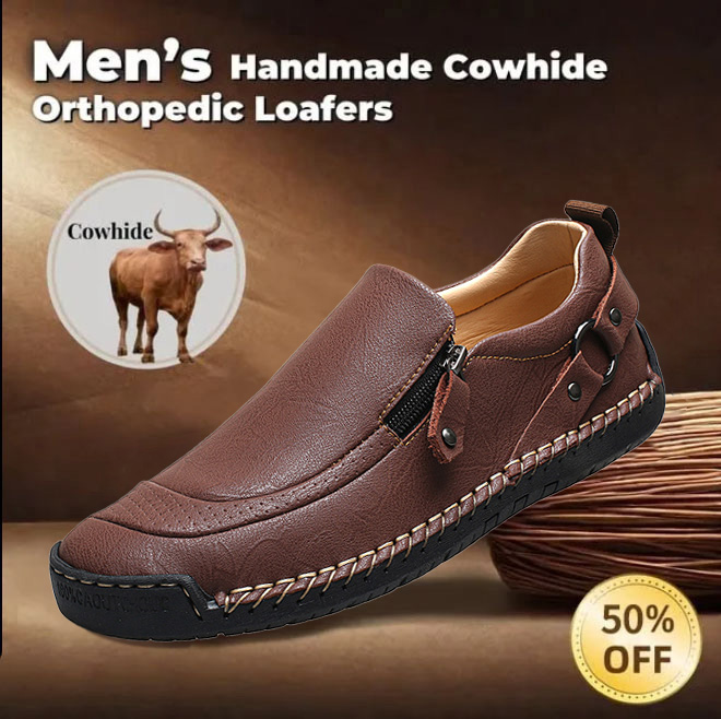 ⏰ 50% off - Men's Genuine Leather Non-Slip Round Toe Orthopedic Shoes