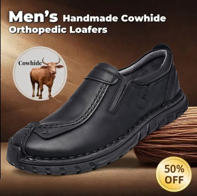 ⏰ 50% off - Men's Orthopedic Casual Shoes, Handmade Genuine Leather Men's Casual Wide-Foot Loafers, Soft-Soled Outdoor Non-Slip Shoes